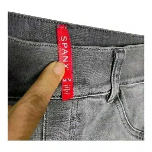 SPANX high waist pull on distressed black skinny denim jeans-sizeMedium - Picture 6 of 6